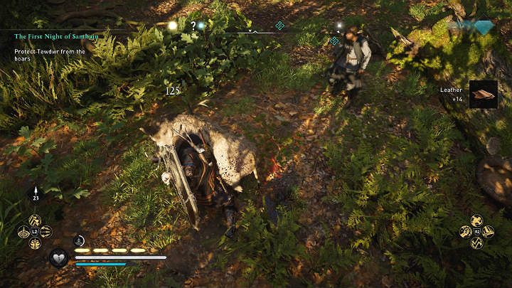 While Tevdwr prays, a group of angry boars appear at the shrine - you need to fight them - Assassins Creed Valhalla: The First Night of Samhain - Glowecestrescire - Assassins Creed Valhalla Guide and Walkthrough
