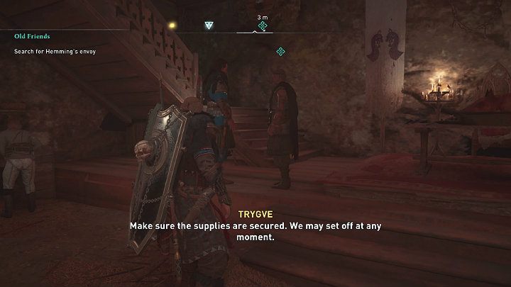 When you reach your destination, enter the spacious rooms carved inside the mountain to find Trygve - Assassins Creed Valhalla: Old Friends - Snotinghamscire - Assassins Creed Valhalla Guide and Walkthrough