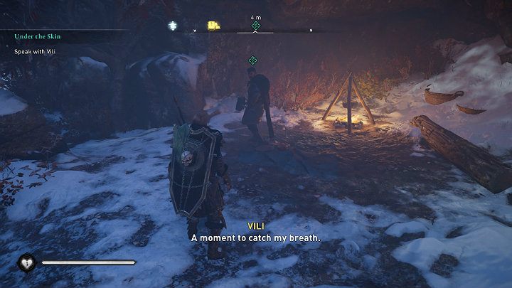Once you are safe, talk to the man to watch a longer cinematic interlude - Assassins Creed Valhalla: Under the Skin - Snotinghamscire - Assassins Creed Valhalla Guide and Walkthrough