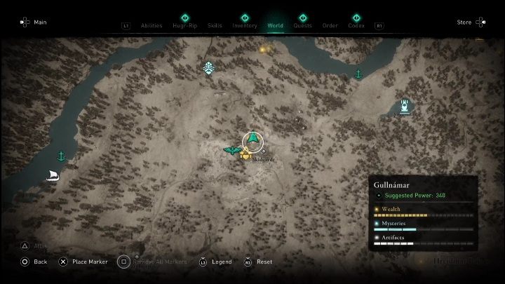 Location: Skidgardr, walking south of the river - AC Valhalla Dawn of Ragnarok: Gear (Gullnamar) - list of all - Gullnamar - Assassins Creed Valhalla Guide and Walkthrough
