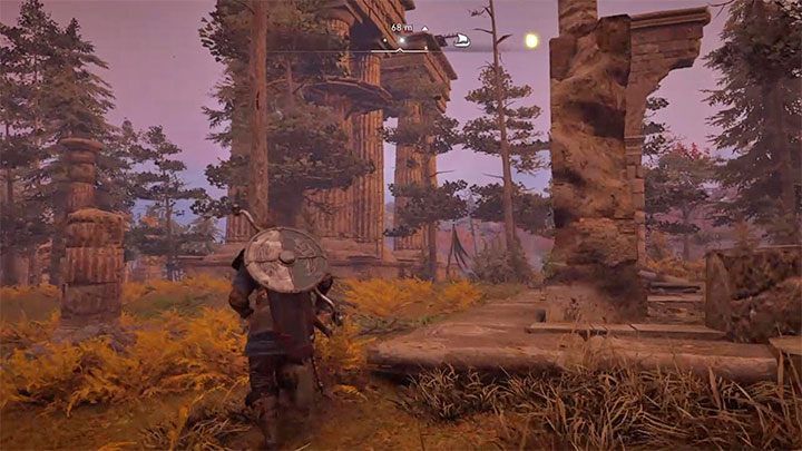After reaching the site, investigate the high ruins shown in the picture - Assassins Creed Valhalla: How to unlock Flying Eivor trophy? - Trophy guide - Assassins Creed Valhalla Guide and Walkthrough