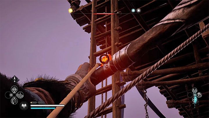 Use the first ladder and then use the bow to lower the second ladder - Assassins Creed Valhalla: How to unlock Flying Eivor trophy? - Trophy guide - Assassins Creed Valhalla Guide and Walkthrough