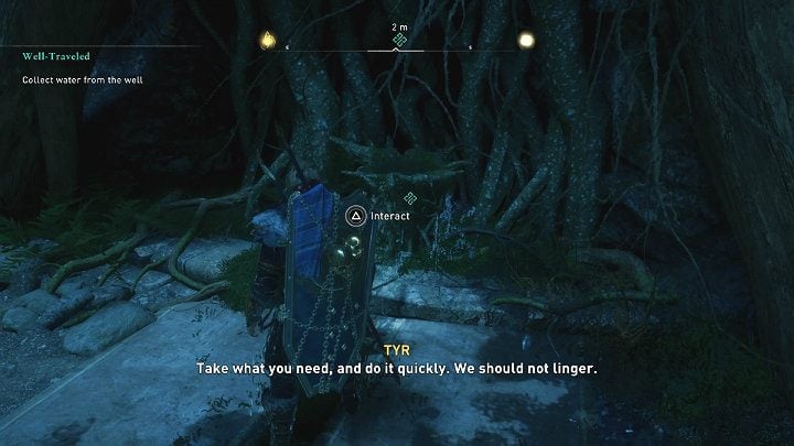 When the Well of Urdr is opened, jump down to the very bottom and draw some water to activate the cinematic interlude - Assassins Creed Valhalla: Well-Traveled - Asgard - Assassins Creed Valhalla Guide and Walkthrough