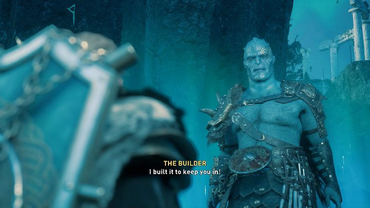 Once Havi completes the barrier, the Constructor will abandon his human form and transform into a giant Jotun - Assassins Creed Valhalla: The Big Finish - Asgard - Assassins Creed Valhalla Guide and Walkthrough