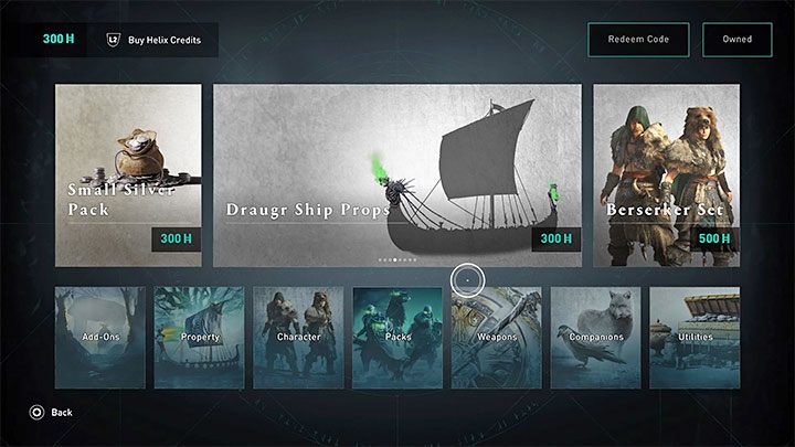 The main tabs of the game store are - Assassins Creed Valhalla: Microtransactions and DLC - Basics - Assassins Creed Valhalla Guide and Walkthrough