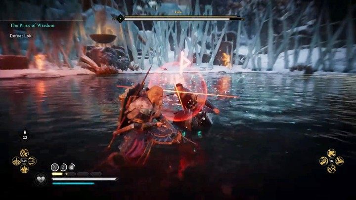 The god of trickery has an assortment of unblockable attacks, which are indicated by a red rune flash - you must avoid them, too - Assassins Creed Valhalla: Loki boss fight - how to win? - Bosses - Assassins Creed Valhalla Guide and Walkthrough