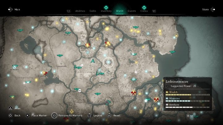 Location of the cursed place: in the eastern part of the region - Assassins Creed Valhalla: Cursed symbol - Ledecestrescire secrets, locations - Ledecestrescire - Assassins Creed Valhalla Guide and Walkthrough