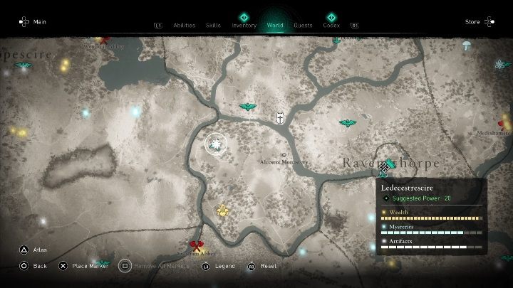Location of the cursed place: in the southwestern part of the region - Assassins Creed Valhalla: Cursed symbol - Ledecestrescire secrets, locations - Ledecestrescire - Assassins Creed Valhalla Guide and Walkthrough