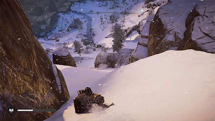 You have to ride down slalom-like and avoid a small hill because in these places Eivor can clearly slow down and interrupt the slide prematurely - Assassins Creed Valhalla: How to get Skadis Hobby trophy? - Trophy guide - Assassins Creed Valhalla Guide and Walkthrough