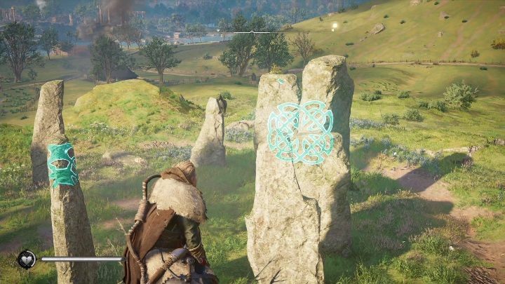 Direct your eyes so that the four stones look like one - Assassins Creed Valhalla: Standing Stones - Grantebridgescire secrets, locations - Grantebridgescire - Assassins Creed Valhalla Guide and Walkthrough