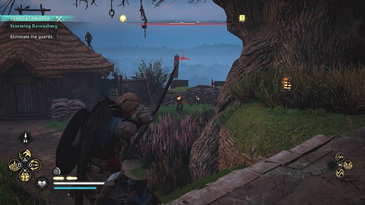 Beware of elite units that use ranged attacks from with flaming arrows - they ca cause serious damage to Eivor's health - Assassins Creed Valhalla: Storming Ravensburg - Grantebridgescire - Assassins Creed Valhalla Guide and Walkthrough