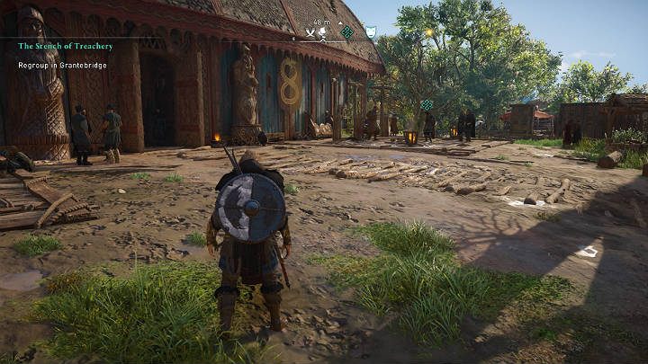As soon as you get close to the long house you trigger a cut-scene - Assassins Creed Valhalla: The Stench of Treachery - Grantebridgescire - Assassins Creed Valhalla Guide and Walkthrough