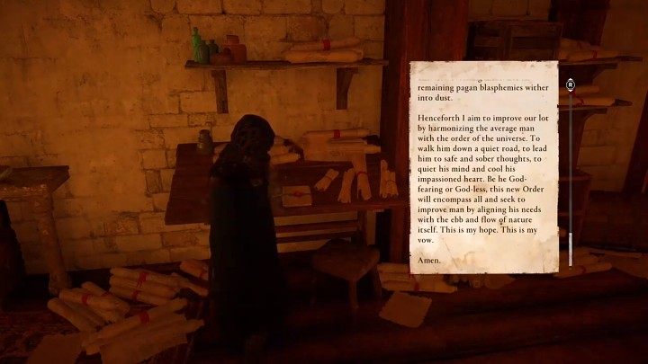Aelfred hands Eivor the key to his study, where you can read an interesting document dated at May 10, 804 - Assassins Creed Valhalla: The Order of the Ancients Ending - Endings - Assassins Creed Valhalla Guide and Walkthrough