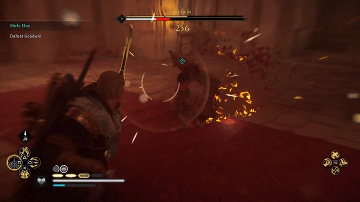 Ranged weapons are also extremely effective against Goodwin, as your enemy will not be able to block shots at his head height, which will deal the most damage to him - Assassins Creed Valhalla: Goodwin boss fight - how to win? - Bosses - Assassins Creed Valhalla Guide and Walkthrough