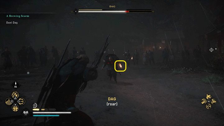 At some stage of the fight Dag will drop his shield and take another axe in his left hand - Assassins Creed Valhalla: A Brewing Storm - Ravensthorpe - Assassins Creed Valhalla Guide and Walkthrough