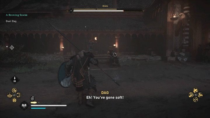 When fighting with two axes, Dag becomes much more agile and launches quick combinations of four or even five attacks - Assassins Creed Valhalla: A Brewing Storm - Ravensthorpe - Assassins Creed Valhalla Guide and Walkthrough