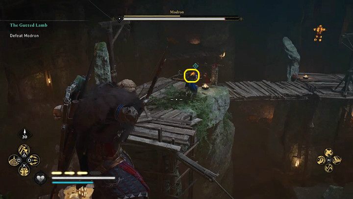 Modron has two vulnerable points: left foot and back - Assassins Creed Valhalla: The Gutted Lamb - Glowecestrescire - Assassins Creed Valhalla Guide and Walkthrough