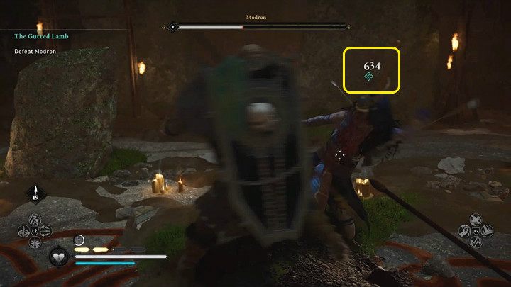 When your opponent is stunned, you will have a chance to launch a powerful attack that will immediately drain her health bar by about one quarter - Assassins Creed Valhalla: The Gutted Lamb - Glowecestrescire - Assassins Creed Valhalla Guide and Walkthrough