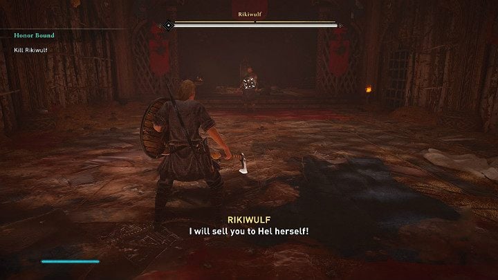 The opponent has two sets of weapons: a two-handed axe with a great reach and two one-handed hammers - Assassins Creed Valhalla: Rikiwulf boss fight - how to win? - Bosses - Assassins Creed Valhalla Guide and Walkthrough