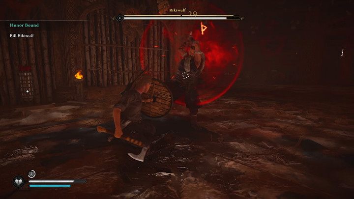 When Rikiwulf uses the two-handed axe, he will often telegraph his stronger attack - Assassins Creed Valhalla: Rikiwulf boss fight - how to win? - Bosses - Assassins Creed Valhalla Guide and Walkthrough