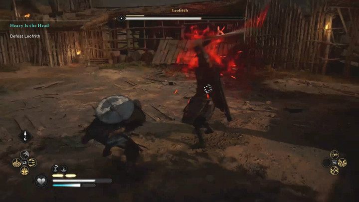 However, beware of a stronger attack, which is indicated by a red flash - Assassins Creed Valhalla: Leofrith boss fight - how to win? - Bosses - Assassins Creed Valhalla Guide and Walkthrough