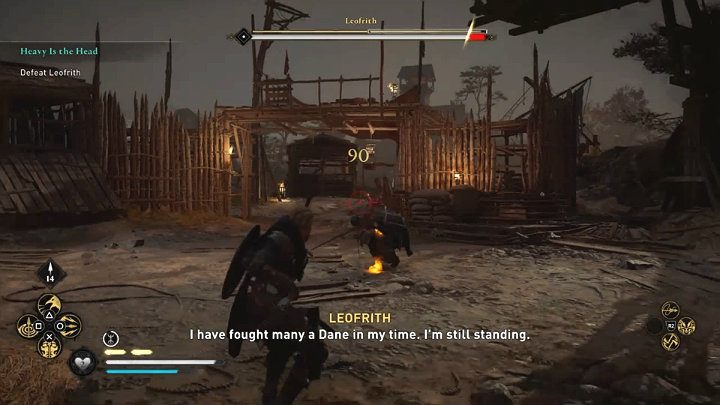 If you want, you can also attack from a distance with a bow and Leofrith won't be able to avoid the arrows - but he can dodge - Assassins Creed Valhalla: Leofrith boss fight - how to win? - Bosses - Assassins Creed Valhalla Guide and Walkthrough