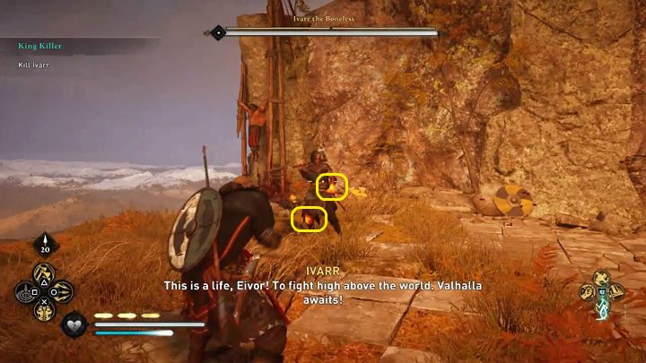 As always, the ideal start of a boss fight is to hit his sensitive points - Assassins Creed Valhalla: Ivarr the Boneless boss fight - how to win? - Bosses - Assassins Creed Valhalla Guide and Walkthrough