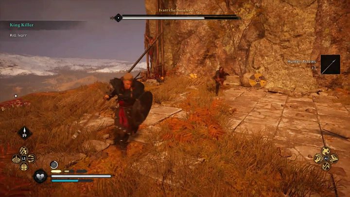 If you keep your opponent at a distance he may start throwing axes - block or dodge them - Assassins Creed Valhalla: Ivarr the Boneless boss fight - how to win? - Bosses - Assassins Creed Valhalla Guide and Walkthrough