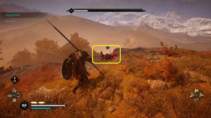 Ivarr is also a great wrestler, so as soon as he sheaths his weapons, starts preparing for a jump, and a red rune flashes around him, it' - Assassins Creed Valhalla: Ivarr the Boneless boss fight - how to win? - Bosses - Assassins Creed Valhalla Guide and Walkthrough