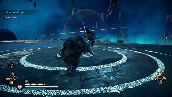 During the second phase of your clash with Basim, you just need to avoid his speedy attack combos and counterattack - Assassins Creed Valhalla: Basim boss fight - how to win? - Bosses - Assassins Creed Valhalla Guide and Walkthrough