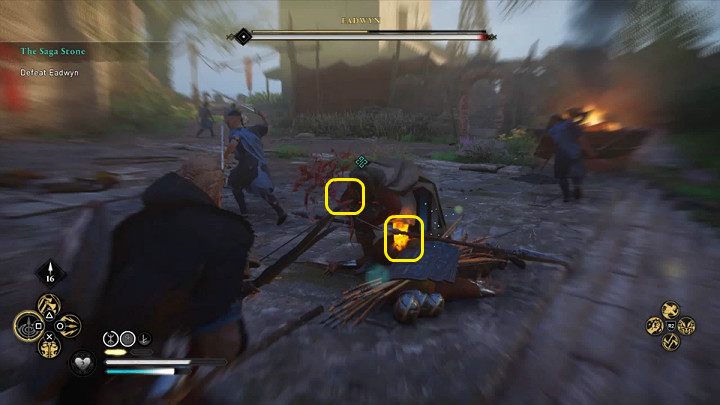 In order to start the duel with Eadwyn with an advantage, it is worth to use the Focus of the Nornir ability and hit your opponent in the two sensitive points - right arm and left knee - Assassins Creed Valhalla: Eadwyn boss fight - how to win? - Bosses - Assassins Creed Valhalla Guide and Walkthrough