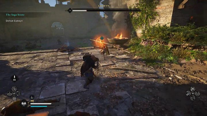 Lady Eadwyn fights with her long spades, so her attacks have a considerable range - Assassins Creed Valhalla: Eadwyn boss fight - how to win? - Bosses - Assassins Creed Valhalla Guide and Walkthrough