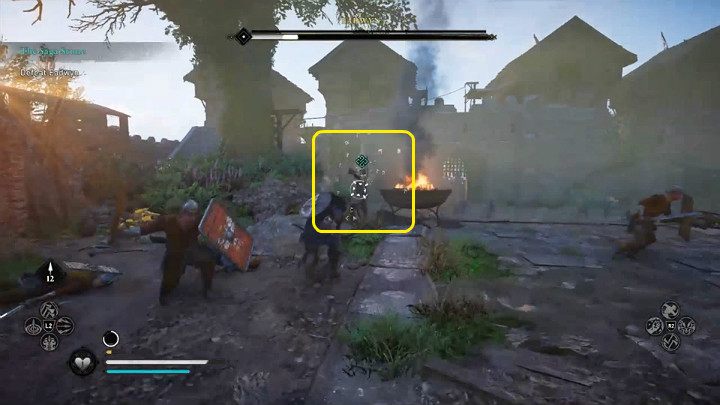 Eadwyn can also use a potion that will start regenerating her health - Assassins Creed Valhalla: Eadwyn boss fight - how to win? - Bosses - Assassins Creed Valhalla Guide and Walkthrough