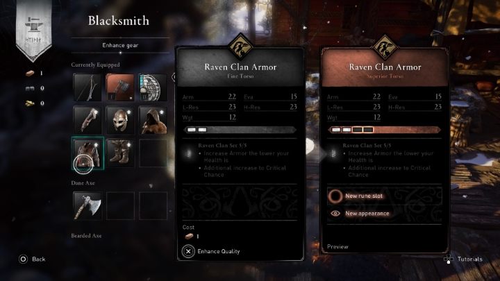 The next step in improving armament is to increase its quality - Assassins Creed Valhalla: Crafting guide - Basics - Assassins Creed Valhalla Guide and Walkthrough
