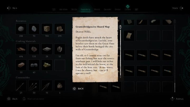 1 - Assassins Creed Valhalla: Treasure Map - Grantebridgescire secrets, locations - Grantebridgescire - Assassins Creed Valhalla Guide and Walkthrough