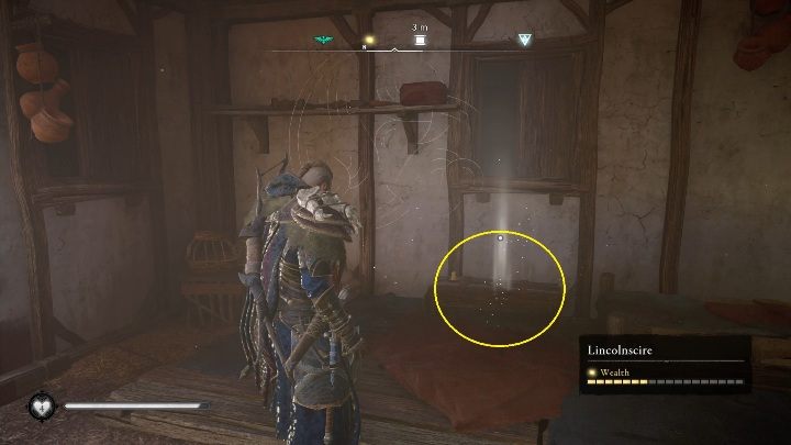 Then all you have to do is look to the left and spot a glowing point - Assassins Creed Valhalla: Treasure Hoard Map - Lincolnscire secrets, locations - Lincolnscire - Assassins Creed Valhalla Guide and Walkthrough