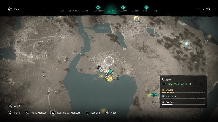 You will find this chest to the east of the sync point - AC Valhalla Wrath of the Druids: Gear - Ulster, secrets, locations - Ulster - Assassins Creed Valhalla Guide and Walkthrough