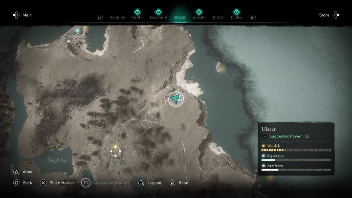 You will find the Trial of the Morrigan by walking west of the Kells Abbey camp - AC Valhalla Wrath of the Druids: Trials of the Morrigan - Ulster, secrets - Ulster - Assassins Creed Valhalla Guide and Walkthrough