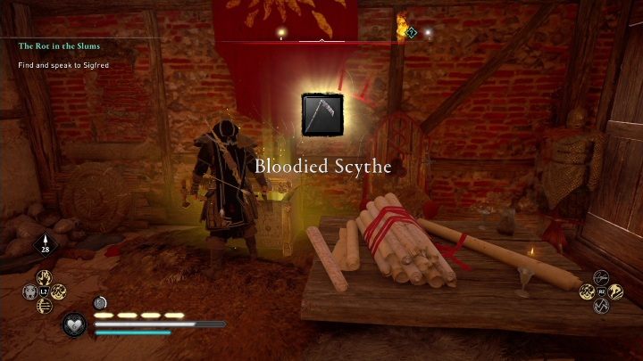 Bloodied Scythe can be found in Pontem Esera - AC Valhalla Siege of Paris: Vendange - how to get the trophy? - Trophy Guide - Assassins Creed Valhalla Guide and Walkthrough