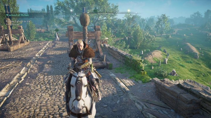After talking to the man, you must jump on the horse and follow him - AC Valhalla Siege of Paris: Warlord of Melun - Main missions - Assassins Creed Valhalla Guide and Walkthrough