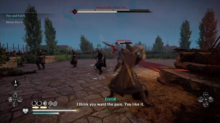 Gozlin charges at you a lot so it's a good idea to stay behind or to the side of him to avoid being directly in his path - AC Valhalla Siege of Paris: Fire and Faith - Main missions - Assassins Creed Valhalla Guide and Walkthrough