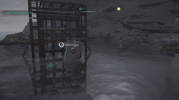 Return to the shore and open the iron cage, then grab the document and return to the trading post in Ardmel - AC Valhalla Wrath of the Druids: Sweetening the Pot - Side quests - Assassins Creed Valhalla Guide and Walkthrough