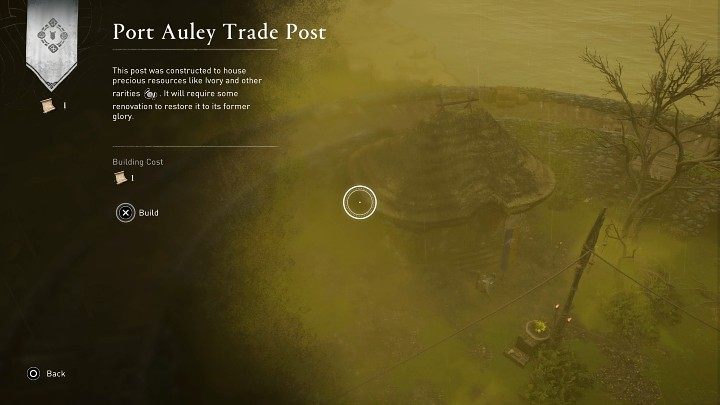 Return to the trade post in Port Auley, interact with the wooden board and confirm the construction of the new building - AC Valhalla Wrath of the Druids: The Ivory Post - Side quests - Assassins Creed Valhalla Guide and Walkthrough