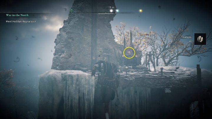 Location of the totem: to get to the totem you have to climb to the top of the walls, and on the left, you will find a symbol that you have to destroy - Assassins Creed Valhalla: Cursed symbol - Eurvicscire, secrets, locations - Eurvicscire - Assassins Creed Valhalla Guide and Walkthrough