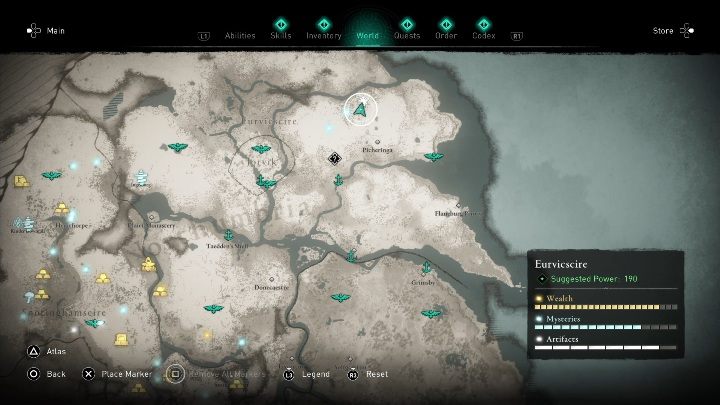 The location of the cursed place: north of Pichering - Assassins Creed Valhalla: Cursed symbol - Eurvicscire, secrets, locations - Eurvicscire - Assassins Creed Valhalla Guide and Walkthrough