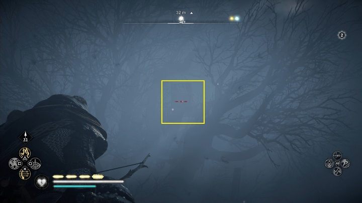 Location of the totem: to get to the totem, you have to climb the broken tree and aim from it at the cursed symbol - Assassins Creed Valhalla: Cursed symbol - Eurvicscire, secrets, locations - Eurvicscire - Assassins Creed Valhalla Guide and Walkthrough