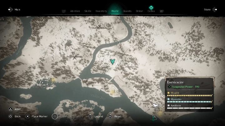 The scheme can be found in the southeastern part of the location - Assassins Creed Valhalla: Treasure Hoard Map - Eurvicscire, secrets, locations - Eurvicscire - Assassins Creed Valhalla Guide and Walkthrough