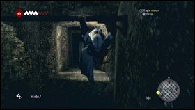 To get down, jump and catch the wall located on the right [1] - Romulus Lairs - p. 3 | Side Quests - Side Quests - Assassins Creed: Brotherhood Game Guide & Walkthrough