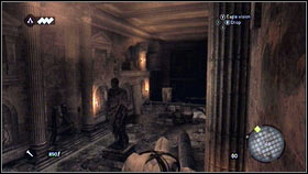 Climb on the head [1] and jump in the direction of the pillar located on the other side of the room [2] - Romulus Lairs - p. 7 | Side Quests - Side Quests - Assassins Creed: Brotherhood Game Guide & Walkthrough
