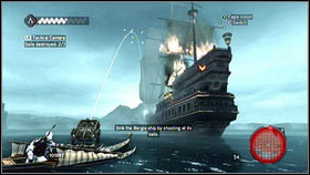 Try to shoot the nearby boat [1] - Leonardos Machines - p. 3 | Side Quests - Side Quests - Assassins Creed: Brotherhood Game Guide & Walkthrough